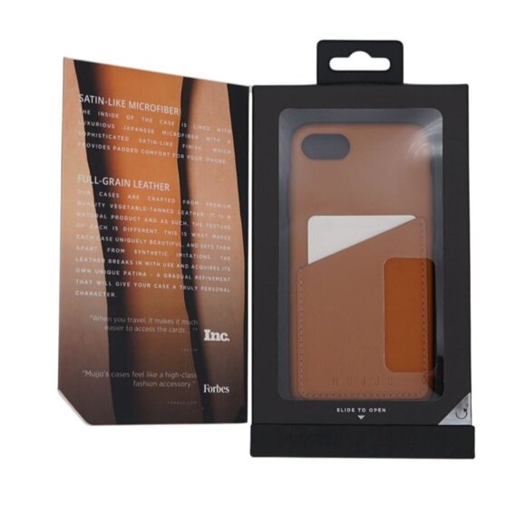 Mujjo Full Leather Wallet Case for iPhone – Tan | Premium Vegetable-Tanned Leath - Picture 5 of 6